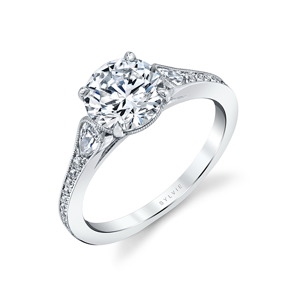 Vintage Inspired Round Diamond Engagement Ring